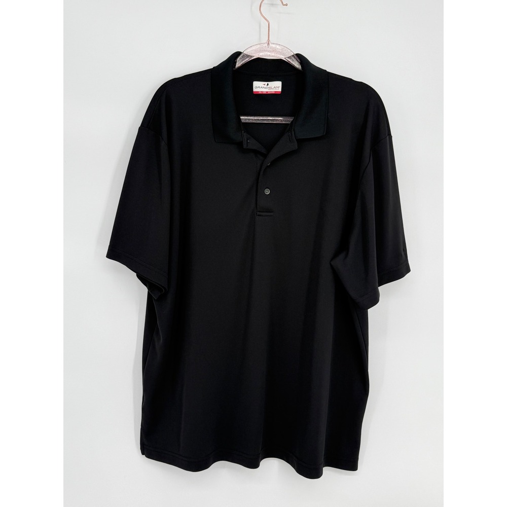 Grand Slam Performance Mens ‎ Black Short Sleeve Golf Polo Shirt Sz XXL